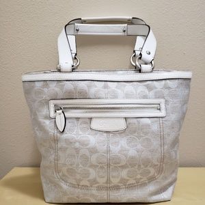Coach White/Silver Metallic Satchel